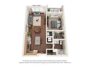 Floorplan Photos Gallery Ashlynn Ridge_3D_1 Bedroom A1 Floorplan